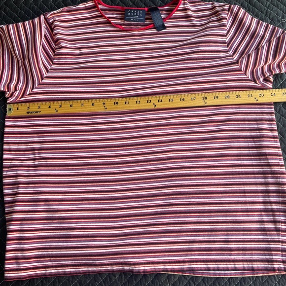 Crazy Horse Shirt Womens Size 2 Red Striped Short Sleeve - Picture 9 of 10